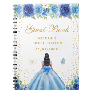 Carnet Princesse Fleur Bleue Peau Sombre Sweet Seize Ans