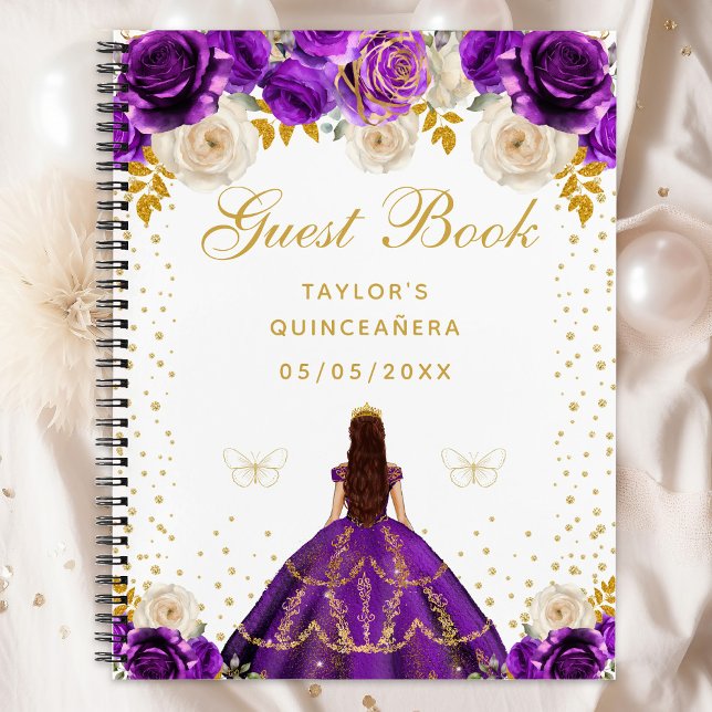 Carnet Princesse florale pourpre Quinceañera (Créateur téléchargé)