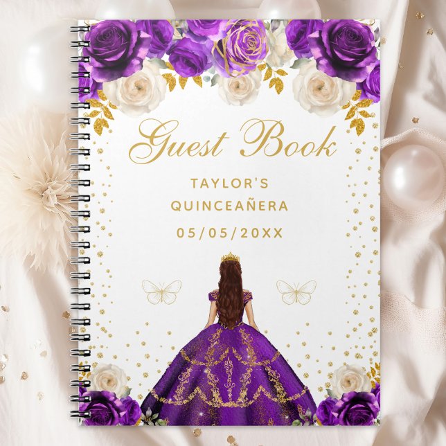 Carnet Princesse florale pourpre Quinceañera (Créateur téléchargé)
