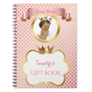 Carnet Princesse Pink Gold Gift Guest d'Afro-américain