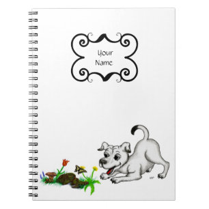 Carnet Printemps éveillé, chiot avec papillon
