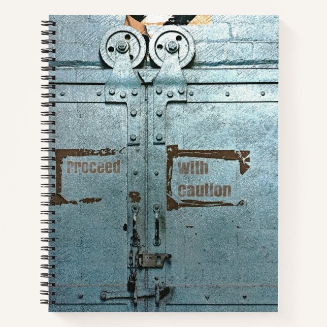 Carnet Procéder avec prudence porte industrielle gris ble (Devant)