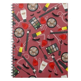 Carnet Produits de beauté motif sur fond rouge applica