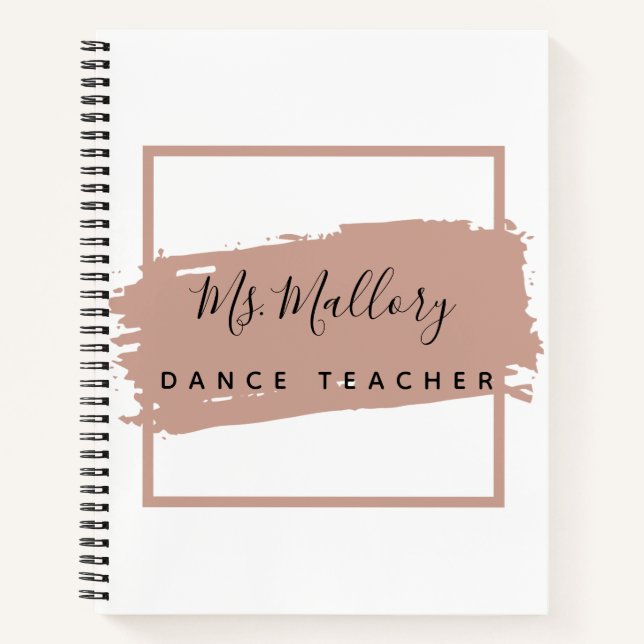 Carnet Professeur de danse Noir et Rose Or Personnalisé (Devant)