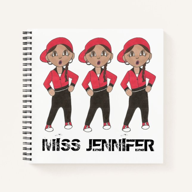 Carnet Professeur de danse personnalisé Hip hop fille Con (Devant)