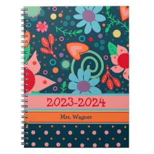 Carnet Professeur de l'année personnalisée joyeux joli fl