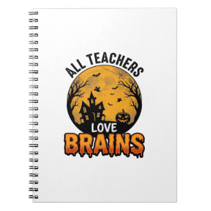 Carnet Professeur Halloween Amour Cerveaux Design Vintage