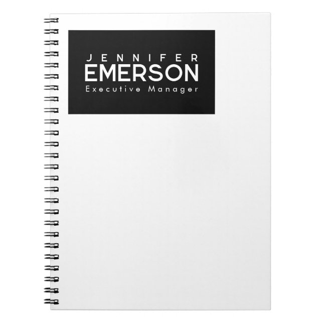 Carnet Professional minimalist modern plain black white (Devant)
