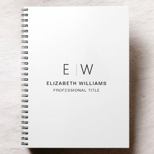 Carnet Professionnel Blanc Monogramme Entreprise Initiale