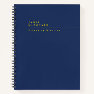 Carnet Professionnel d'affaires Moderne Bleu Nuit et Or