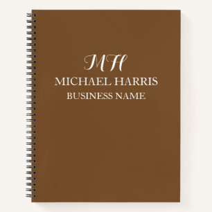 Carnet Professionnel Marron Monogramme Initial Affaires