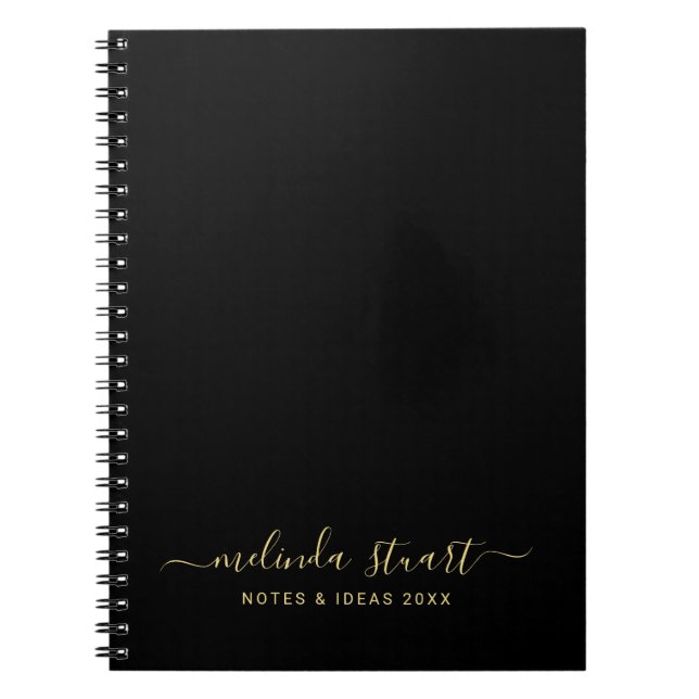 Carnet Professionnel Moderne Écriture Noir et Or (Devant)