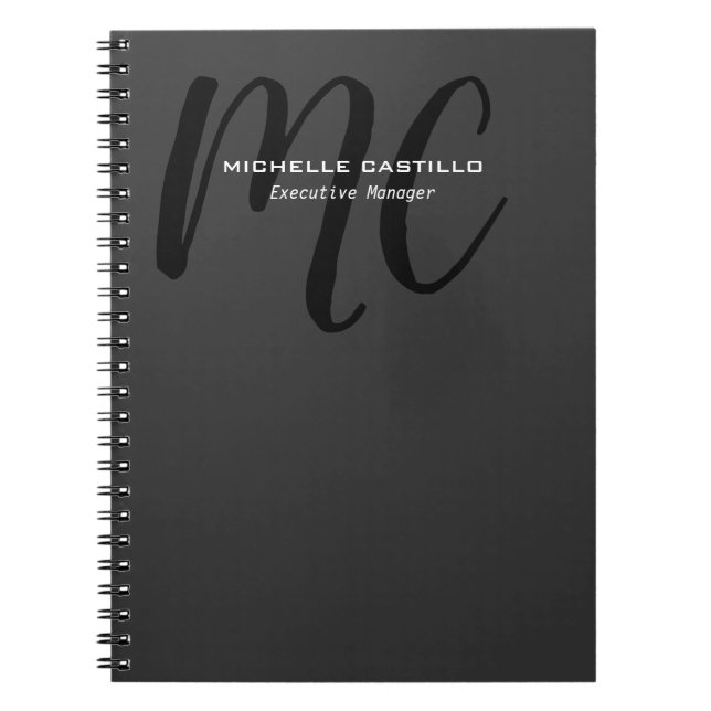 Carnet Professionnel Moderne Monogramme Minimaliste (Devant)