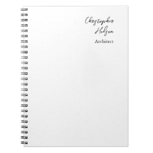 Carnet Professionnel Noir Blanc Simple Architecte Épais