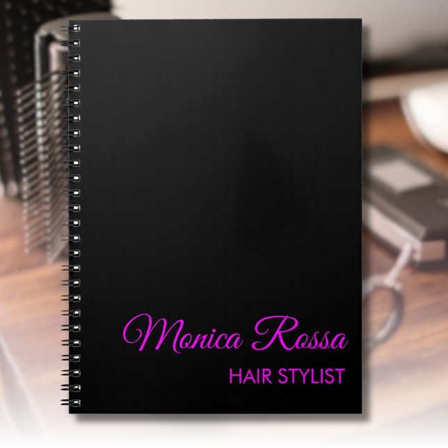Carnet Professionnel Simple Moderne Neon Magenta Black (Créateur téléchargé)