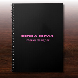 Carnet Professionnel Simple Moderne Neon Rose Noir