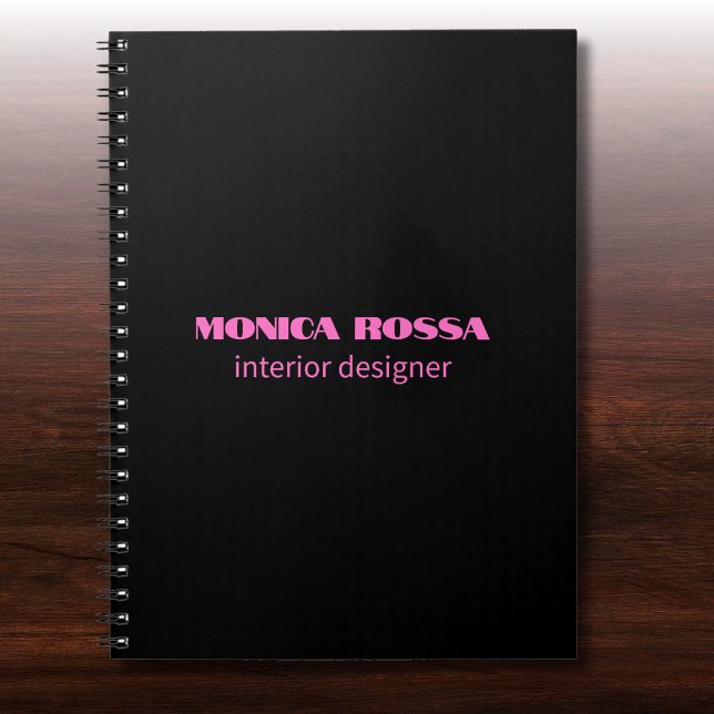 Carnet Professionnel Simple Moderne Neon Rose Noir (Créateur téléchargé)