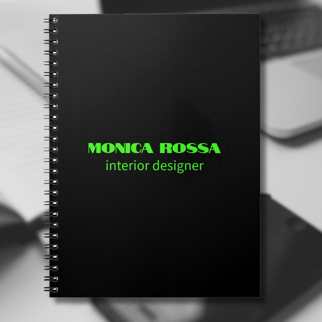 Carnet Professionnel Simple Moderne Neon Vert Noir (Créateur téléchargé)