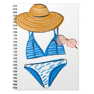 Carnet Profitez du soleil - maillot de bain bleu