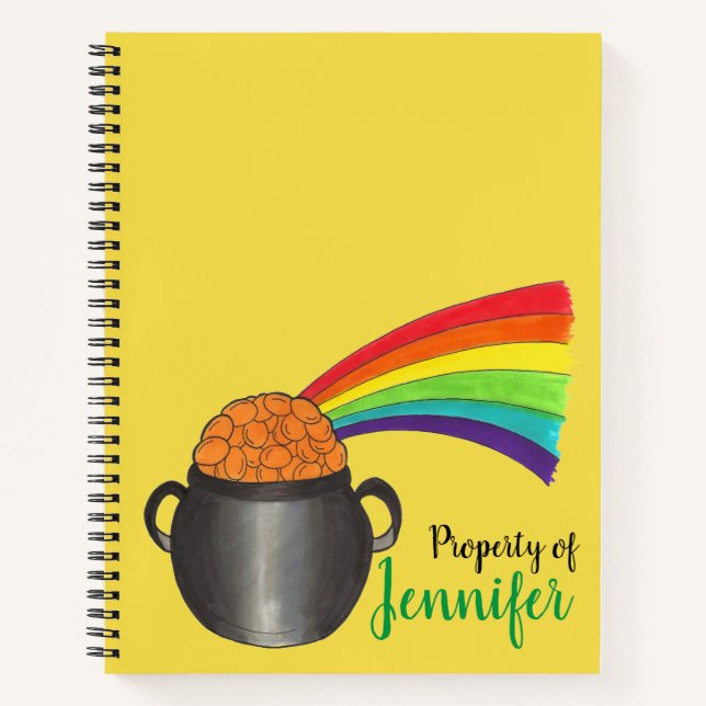 Carnet Propriété de Lucky Rainbow Pot d'or personnalisé (Devant)