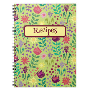 Carnet Protea Floral Block Imprimer Millefleur vert pâle