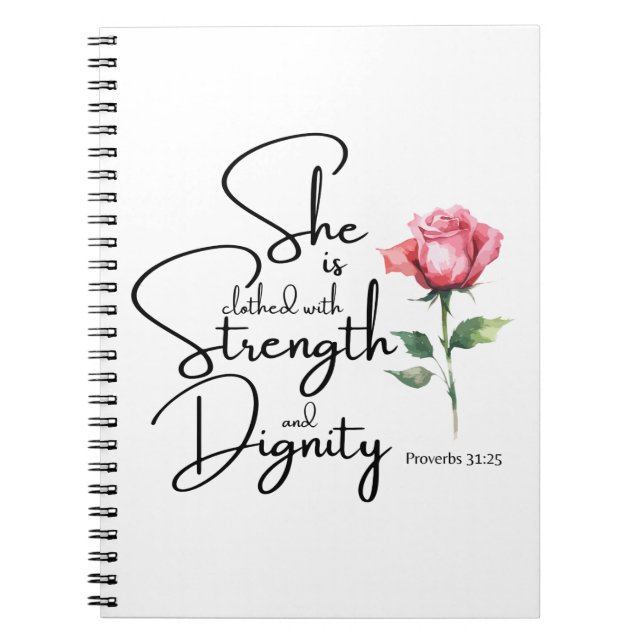 Carnet Proverbes 31:25 Elle est habillée Bible Verse Fleu (Devant)