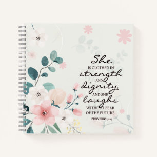 Carnet Proverbes 31:25 Elle est habillée de force