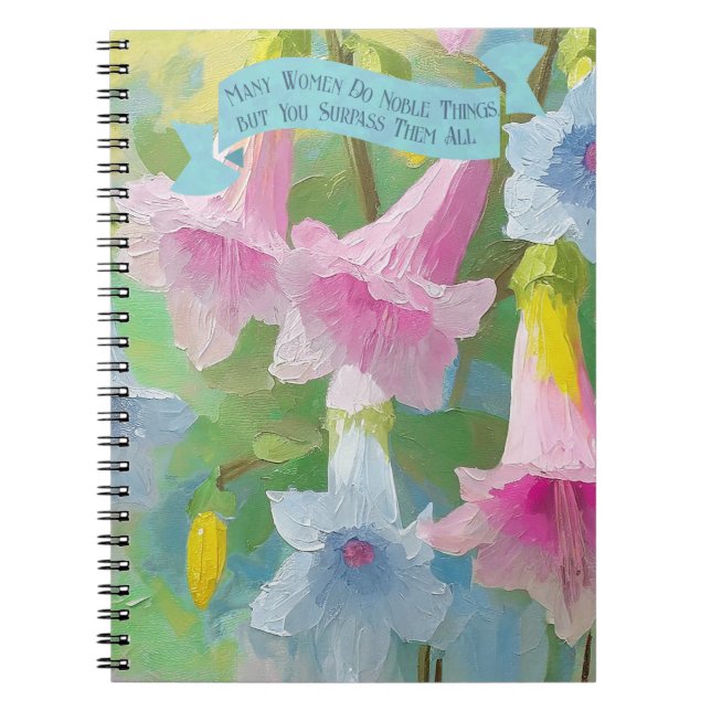 Carnet Proverbes 31:29 Versets Écritures Versets Fleurs F (Devant)