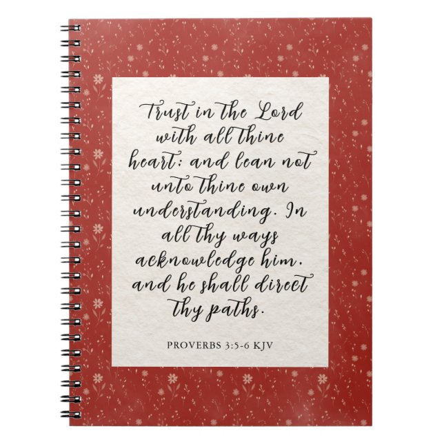 Carnet Proverbes 3:5-6 KJV Bible Verbe Image (Devant)
