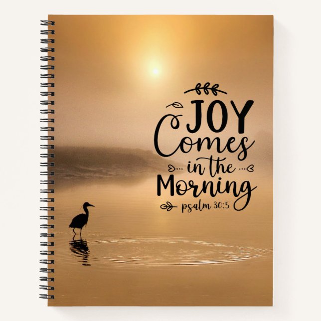 Carnet Psaume 30:5 Joie arrive le matin Bible Verse (Devant)