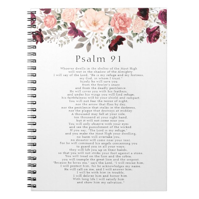 Carnet Psaume 91 Écriture Burgundy Blush Floral (Devant)