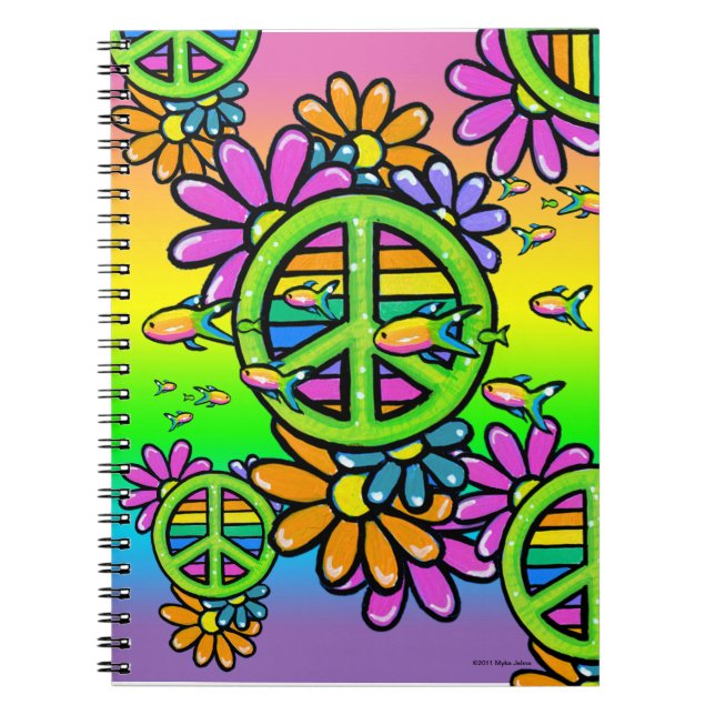 Carnet psychédélique de hippie de fleur de paix (Devant)