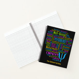 Carnet PSYCHOLOGIE Word Cloud texte personnalisé