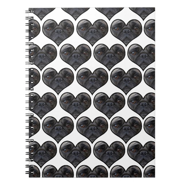 Carnet Pug Hearts (Devant)