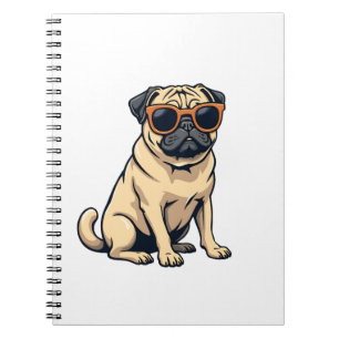 Carnet Pug vintage faisant le dab avec des lunettes de so