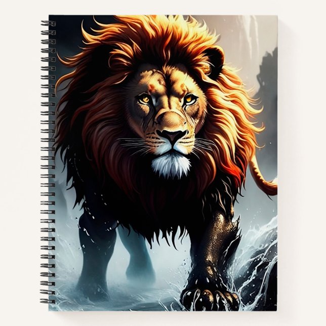 Carnet Puissant Lion Marchant Sur L'Eau (Devant)