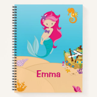 Carnet Puits de mer de sirène navire Notebook rose