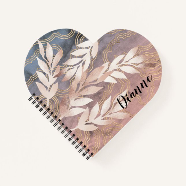Carnet Pulvérisations de feuilles d'or rose sur fond abst (Devant)