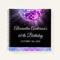 Purple 60th Birthday 70's Disco Ball Guest Book