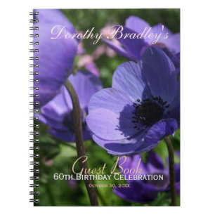 Carnet Purple Anemone 60th Birthday Party Guest Book