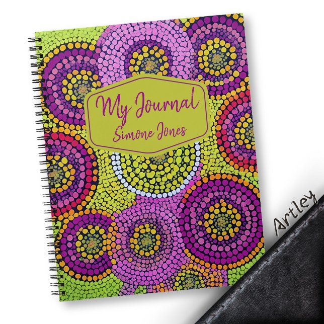 Carnet Purple Australian Modern Art Dot Nom personnalisé (Créateur téléchargé)