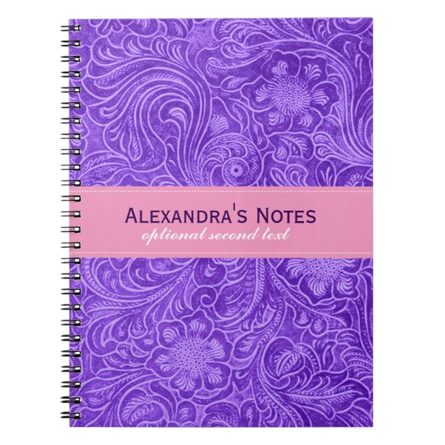 Carnet Purple Floral Faux Cuir Design Suede look (Devant)