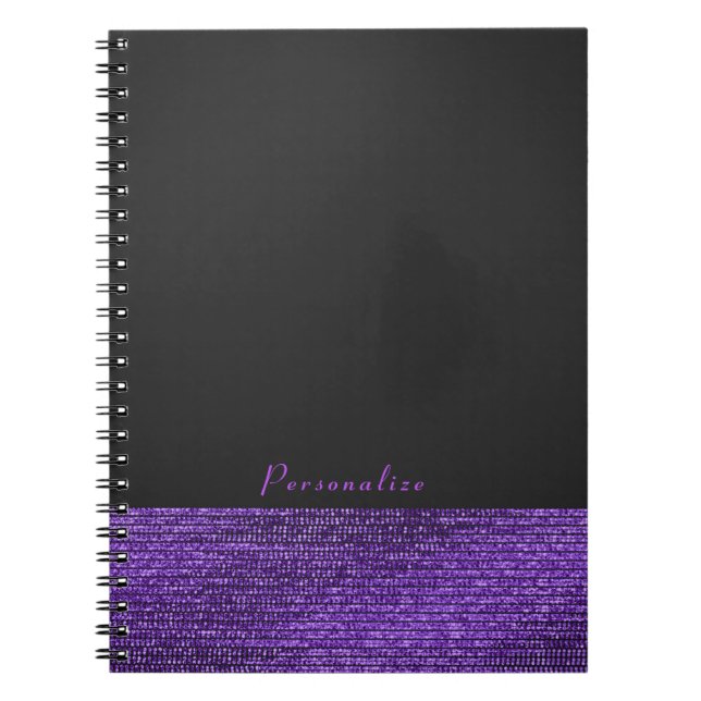 Carnet Purple & Grey Séquins de Glam Moderne Élégant Chic (Devant)