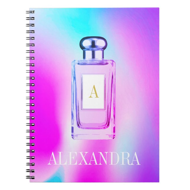 Carnet Purple Parfum Bouteille Chic Monogramme Personnel (Devant)