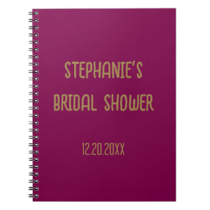 Carnet Purple Pink Gold Fête des mariées Nom Mariage invi