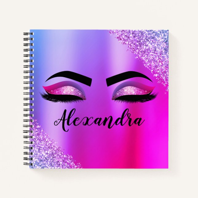 Carnet Purple Pink Monogram Glitter Eyelashes (Devant)