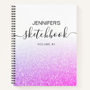 Carnet Purple Pink Parties scintillant Girl Ombre Nom du 