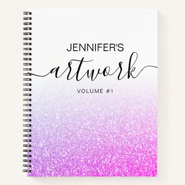 Carnet Purple Pink Parties scintillant Girl Ombre Nom du  (Devant)