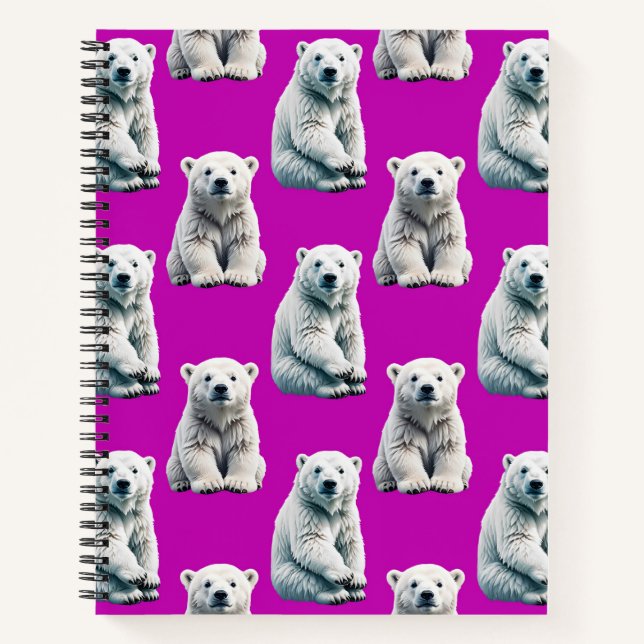 Carnet Purple Polar Bear Pattern Design  (Devant)