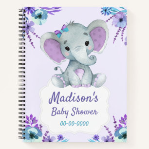 Carnet Purple Turquoise Elephant Hues Baby shower de livr